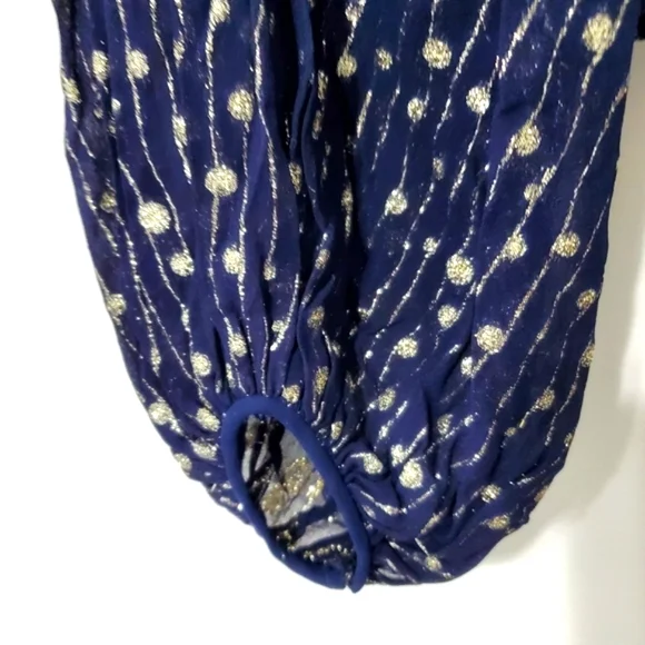 Vintage Rizkallah for Malcolm Starr Navy Gold Blouse Size 12